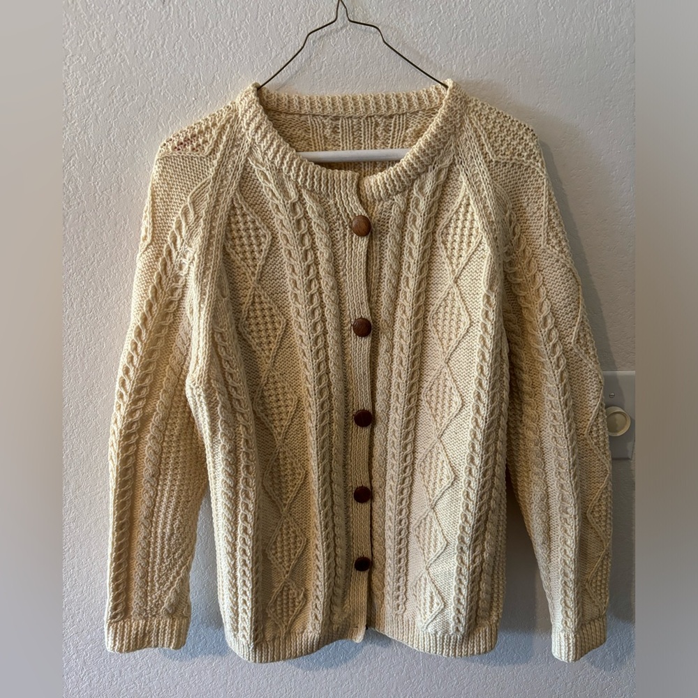Vintage Irish knit cardigan with wooden buttons